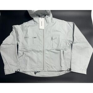 Thakoon NWT‎ 100% Cotton Hooded Zip Up Jacket Pale Gray in Size XS
